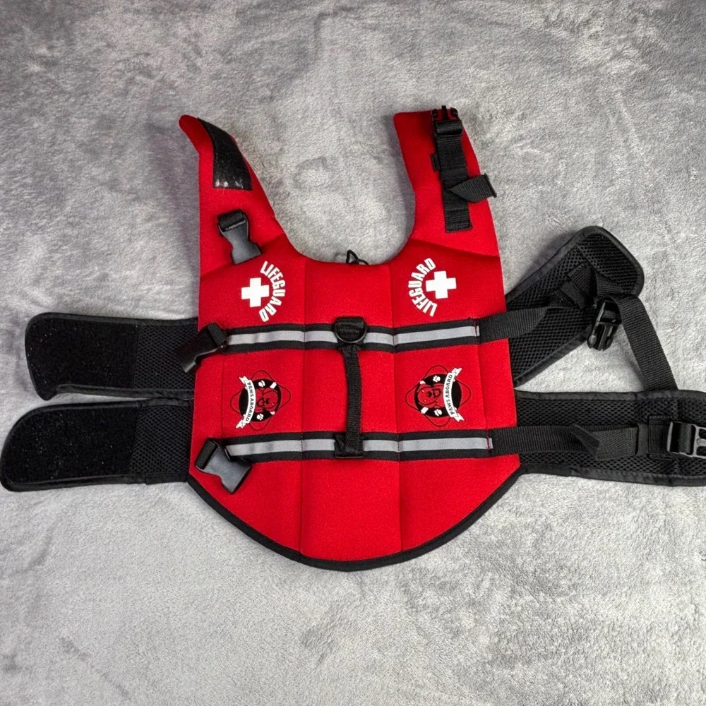 Paws Aboard Dog Life Jacket S Red‎ Lifeguard Pet Safety Vest Reflective Neoprene